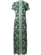 Tory Burch Mandarin Collar Printed Maxi Dress, Women's, Size: 6, Blue, Silk/polyester