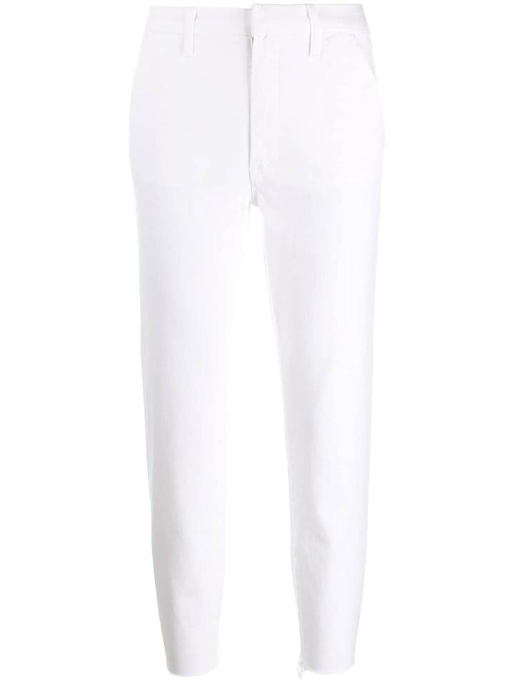 Mother Frayed Cuff Trousers - White