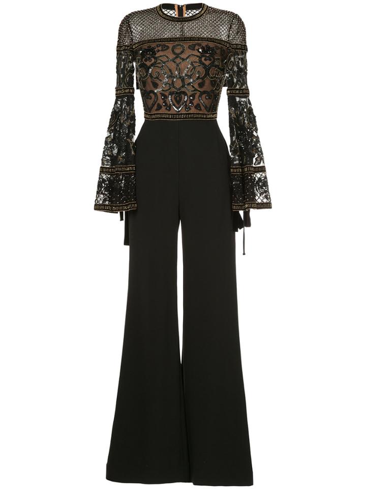 Elie Saab Bell Sleeves Embellished Jumpsuit - Black