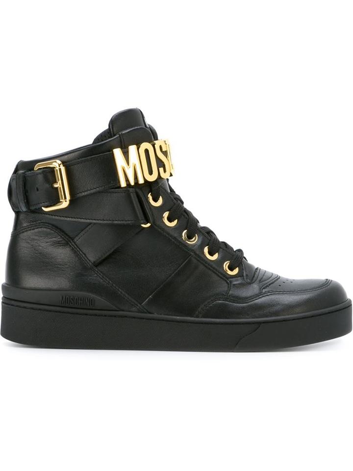 Moschino Logo Plaque Hi-top Sneakers