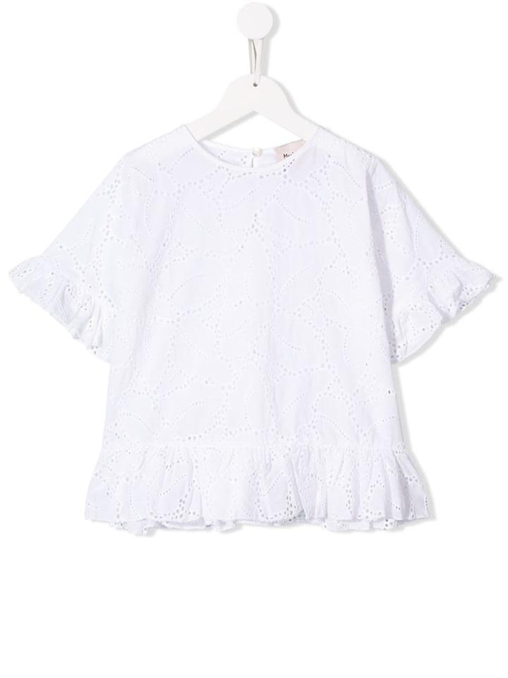 Mariuccia Milano Kids Teen Short-sleeve Embroidered Top - White