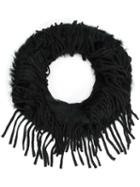 Dolce Cabo Fringed Scarf, Women's, Black, Rabbit Fur/acrylic