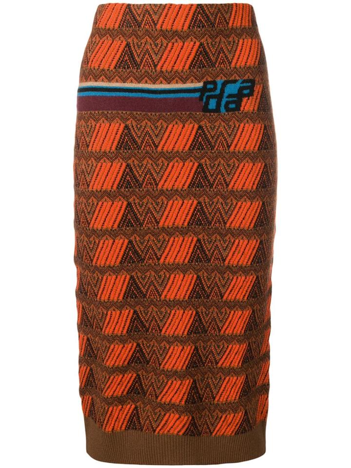 Prada Jacquard Logo Skirt - Yellow & Orange