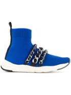 Balmain Chain-embellished Knitted Sneakers - Blue