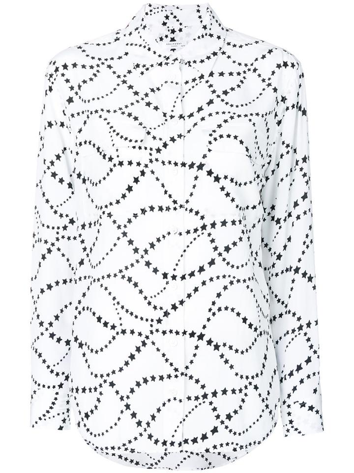 Equipment - Stars Print Shirt - Women - Silk - S, White, Silk
