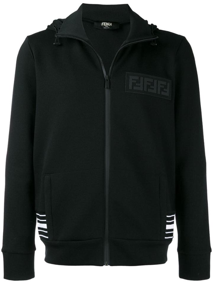 Fendi Logo Zipped Hoodie - Black