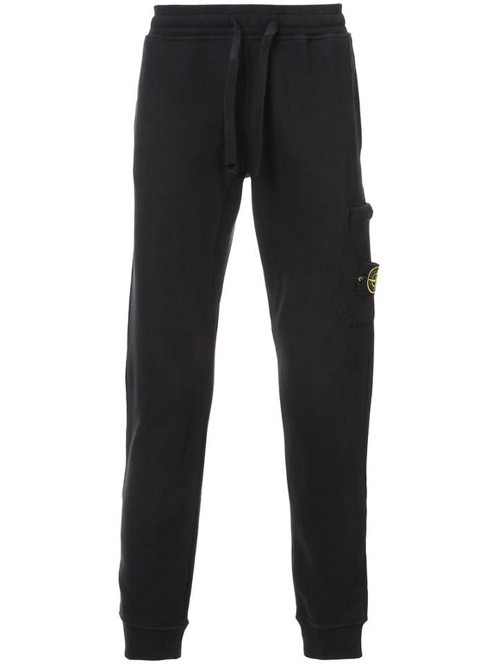 Stone Island - Logo Patch Track Pants - Men - Cotton - M, Black, Cotton