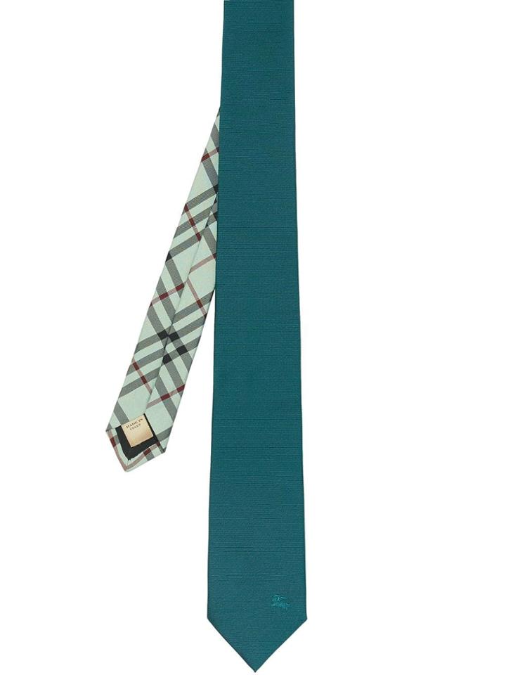 Burberry Contrast Check Modern Cut Tie - Blue