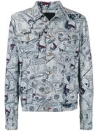 Philipp Plein Money And Skull Print Denim Jacket - Blue