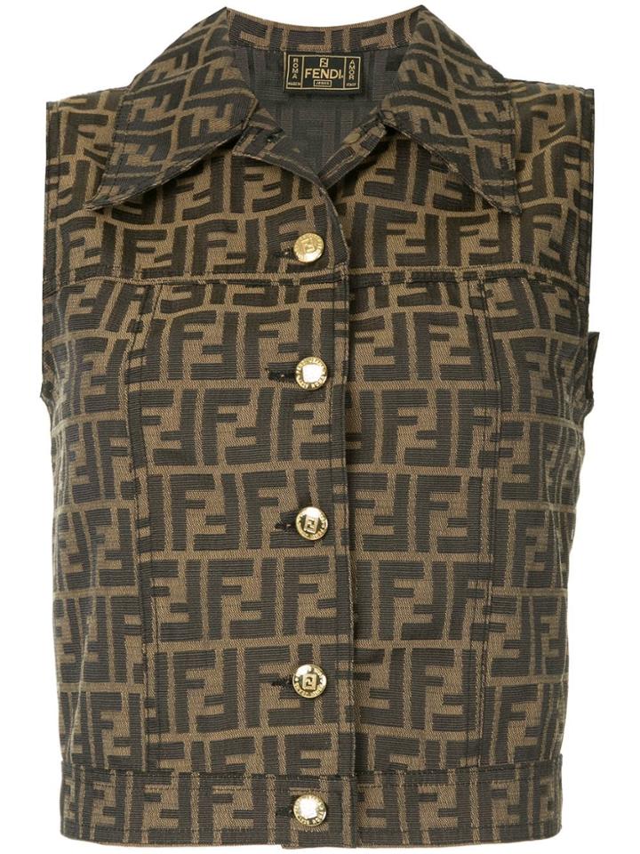 Fendi Pre-owned Zucca Pattern Sleeveless Top - Brown