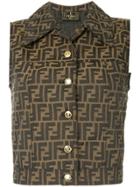 Fendi Pre-owned Zucca Pattern Sleeveless Top - Brown