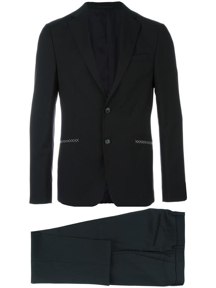 Z Zegna Fitted Business Suit, Men's, Size: 46, Black, Acetate/viscose/wool