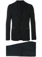 Z Zegna Fitted Business Suit, Men's, Size: 46, Black, Acetate/viscose/wool