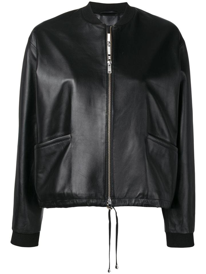 Essentiel Antwerp Leather Bomber Jacket - Black