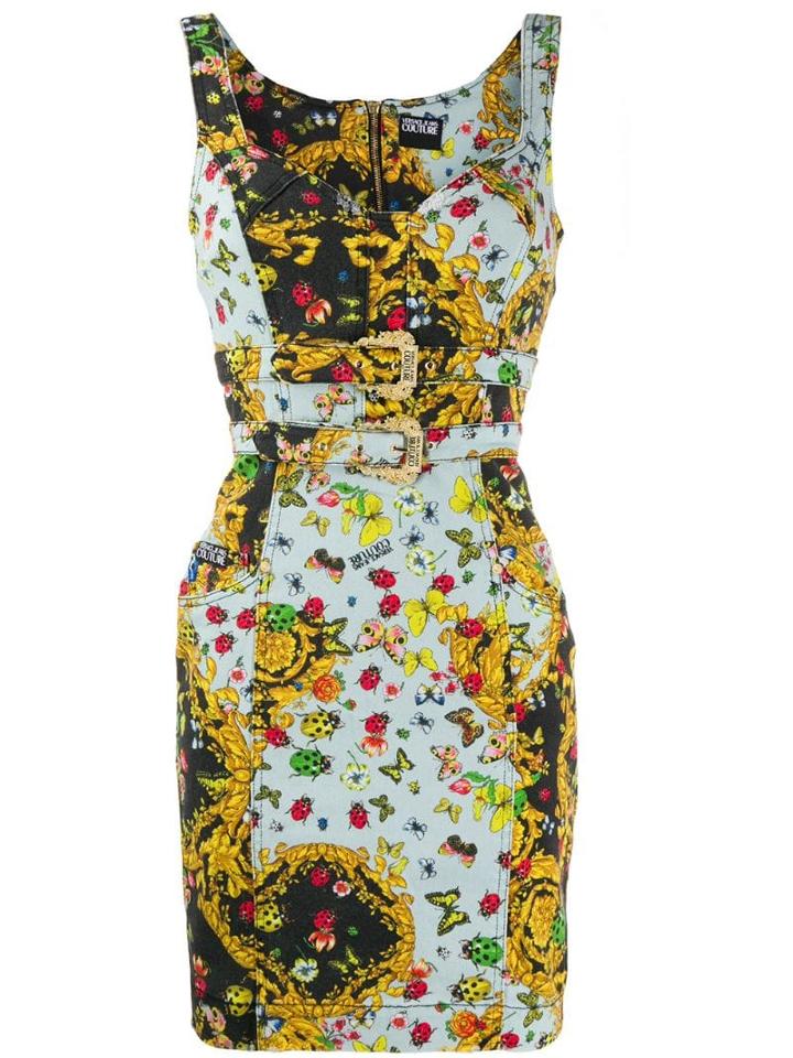 Versace Jeans Couture Ladybug Baroque Print Dress - Blue