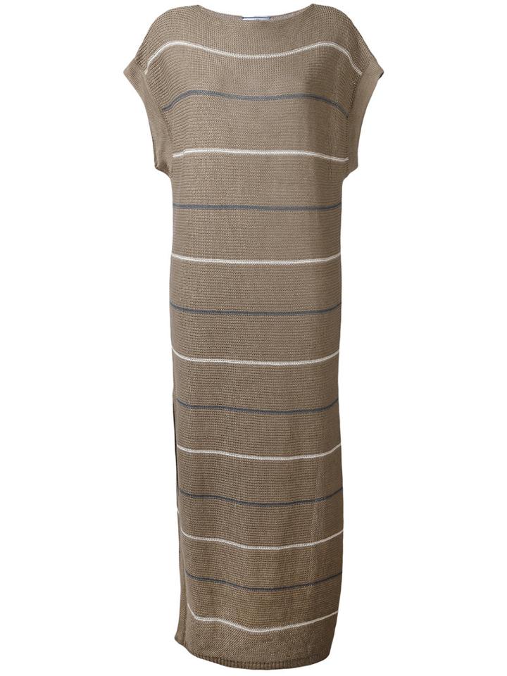 Cristaseya - Striped Knit Dress - Women - Cotton/linen/flax - M, Women's, Brown, Cotton/linen/flax