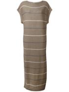 Cristaseya - Striped Knit Dress - Women - Cotton/linen/flax - M, Women's, Brown, Cotton/linen/flax