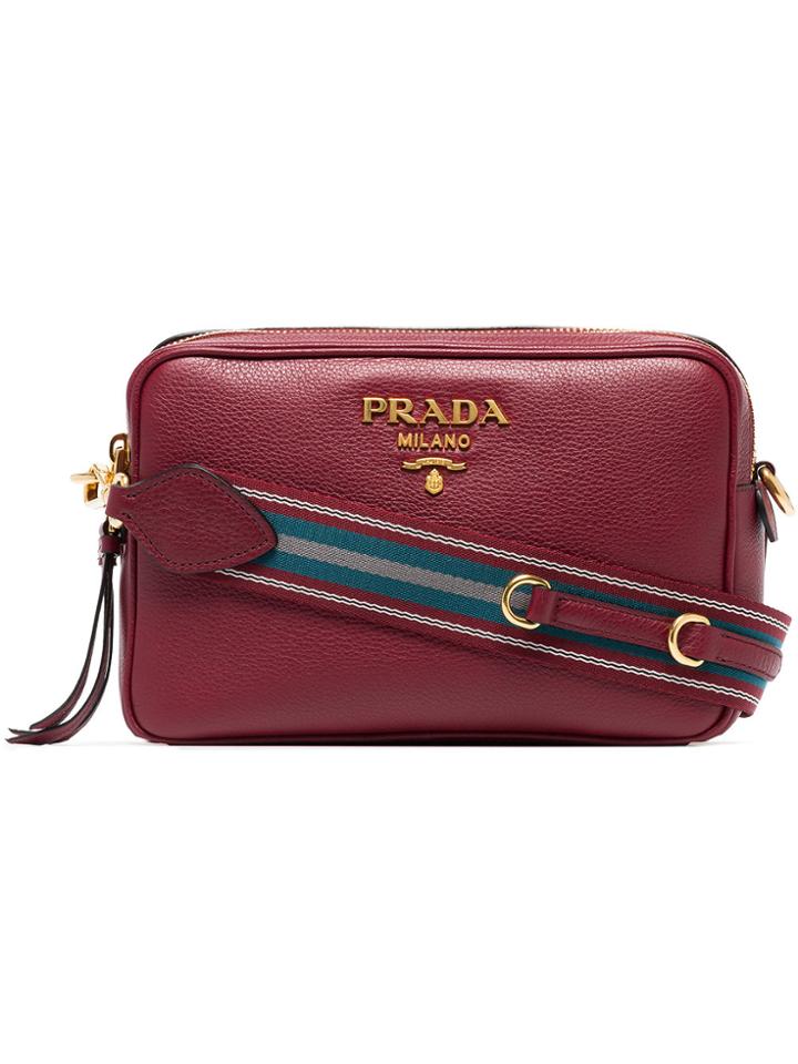 Prada Red Double Zip Leather Cross-body Bag
