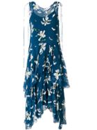 Isa Arfen Flared Floral Midi Dress - Blue