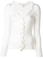 Milly Ruffle Trim Knitted Top - White