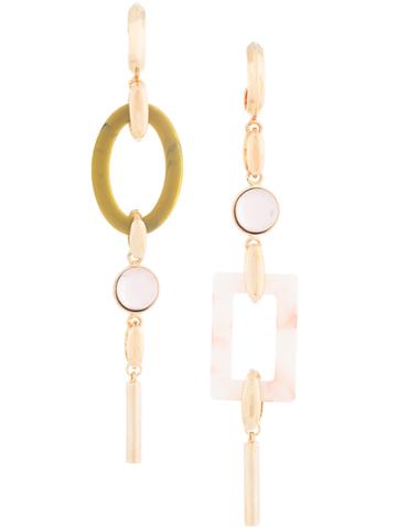 Ader. Bijoux Long Geometric Earrings - Pink & Purple