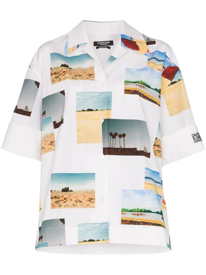 Calvin Klein 205w39nyc Photo Print Button-down Cotton Shirt - White