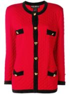 Escada Vintage Diamond Quilt Buttoned Cardigan - Red