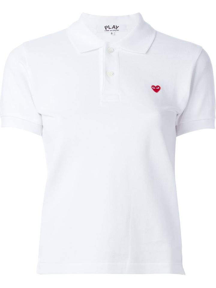 Comme Des Garçons Play Mini Heart Polo Shirt, Women's, Size: Small, White, Cotton