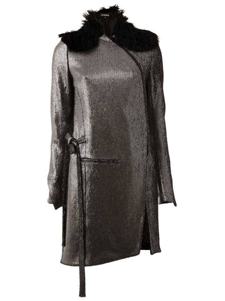 Ann Demeulemeester Metallic Zipped Coat, Women's, Size: 40, Grey, Cotton/linen/flax/leather/virgin Wool