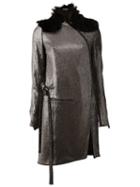 Ann Demeulemeester Metallic Zipped Coat, Women's, Size: 40, Grey, Cotton/linen/flax/leather/virgin Wool