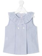Amaia Ruffled Neck Striped Dress, Girl's, Size: 8 Yrs, Blue
