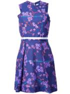 Carven Floral Print Dress, Women's, Size: 40, Blue, Cotton/nylon