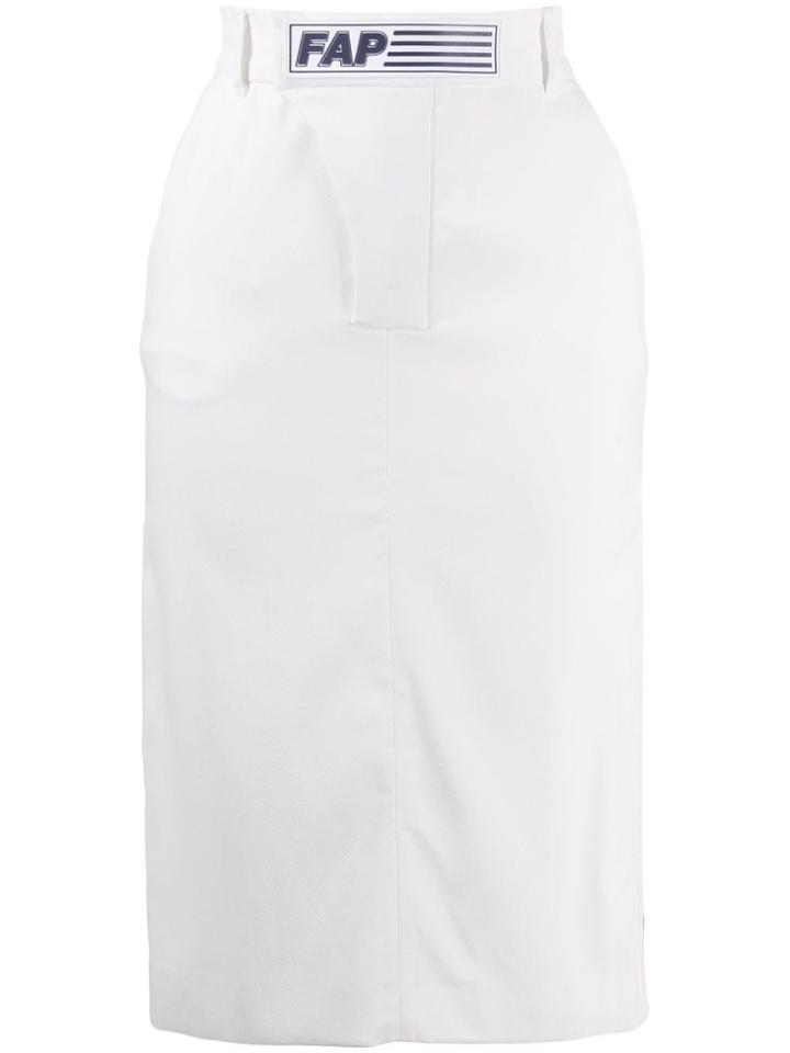 Filles A Papa Shaun Logo Patch Pencil Skirt - White