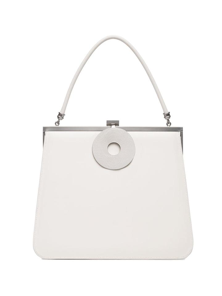Dorateymur White Midi Calf Leather Tote Bag