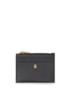 Burberry Monogram Motif Grainy Leather Zip Card Case - Black