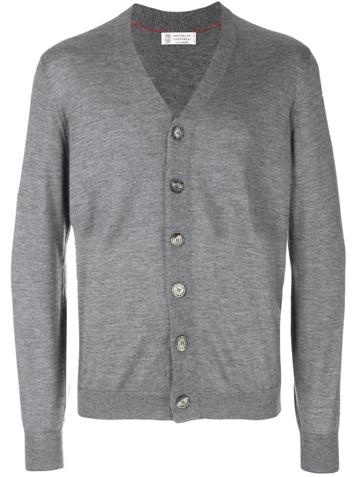 Brunello Cucinelli Cashmere Blend Cardigan - Grey