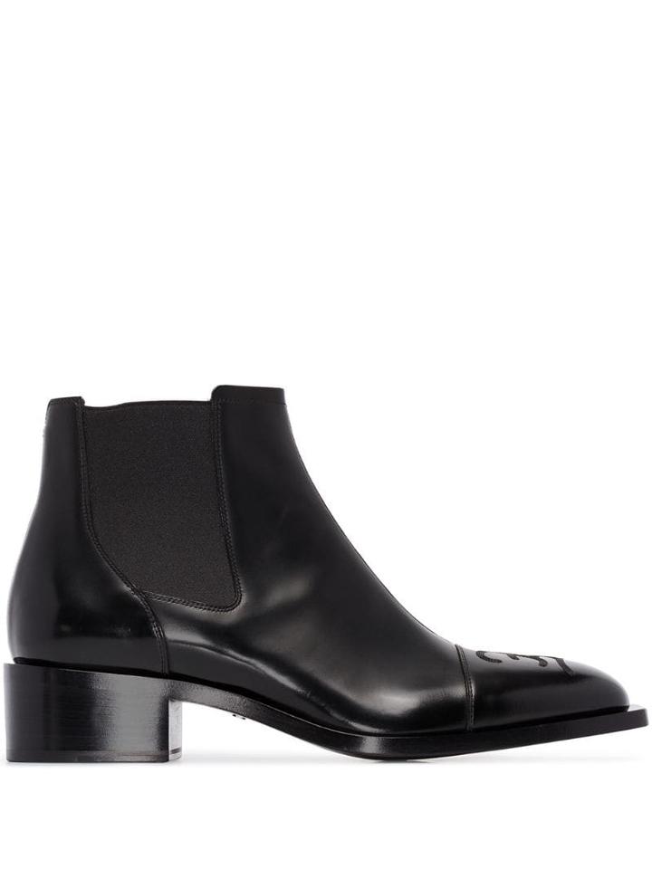 Fendi Logo-embroidered Chelsea Boots - Black