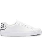 Prada Leather Sneakers With Comics Patch - F0009 White