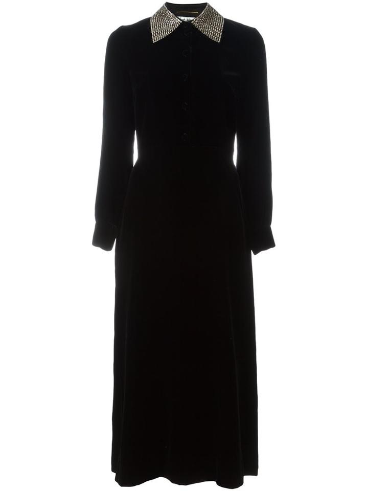 Saint Laurent Studded Collar Velvet Dress