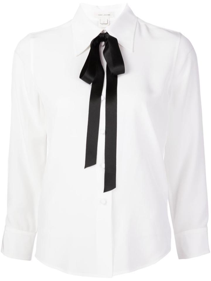 Marc Jacobs Crêpe De Chine Bow Shirt, Women's, Size: 0, White, Silk