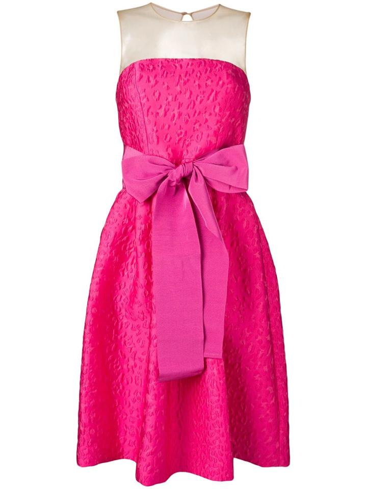 P.a.r.o.s.h. Bow Detail Jacquard Dress - Pink