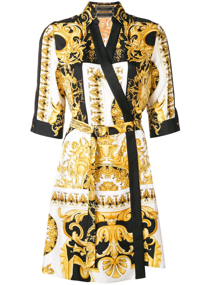 Versace Baroque Ss'92 Shirt Dress - Yellow & Orange