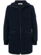 Stone Island Fitted Hooded Coat - Blue