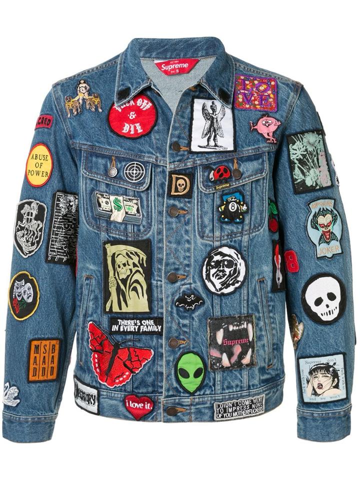 Supreme Patches Denim Trucker Jacket Ss18 - Blue