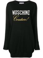 Moschino Logo Embroidered Dress - Black