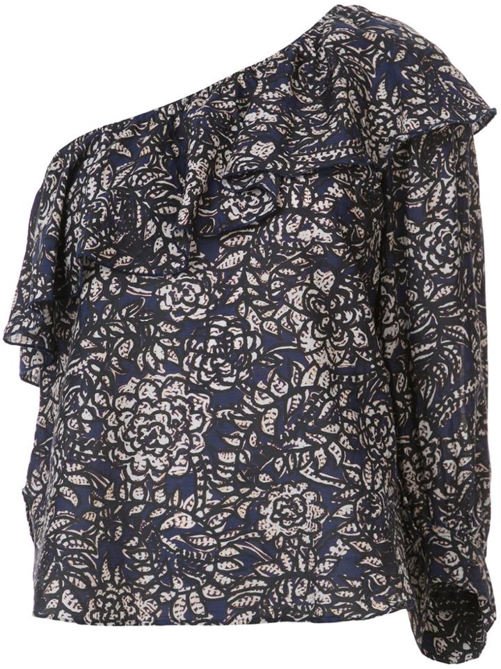 Apiece Apart One Shoulder Printed Blouse - Blue