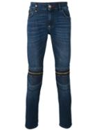 Philipp Plein - Zipped Knee Skinny Jeans - Men - Cotton/spandex/elastane - 31, Blue, Cotton/spandex/elastane