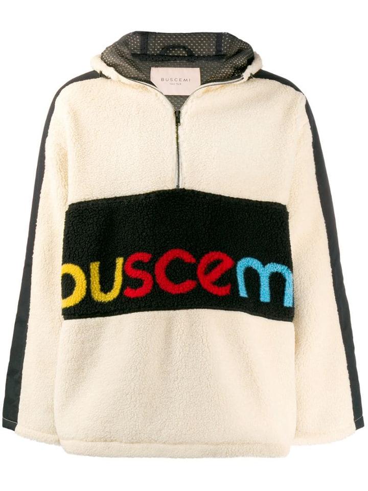 Buscemi Logo Printed Shearling Sweatshirt - White