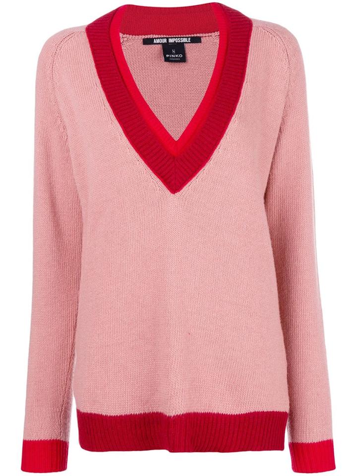 Pinko V-neck Jumper - Pink & Purple