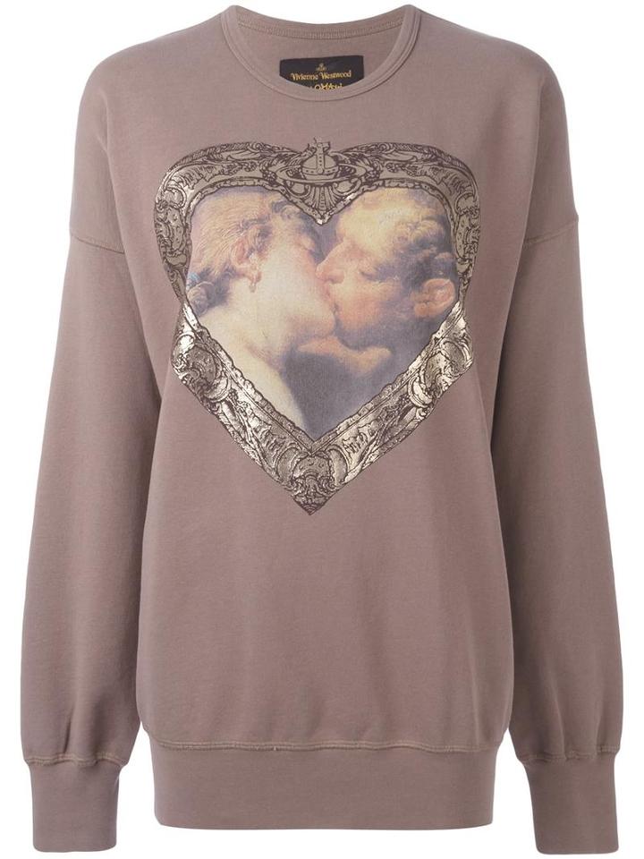 Vivienne Westwood Anglomania Heart Print Sweatshirt, Women's, Size: Small, Brown, Cotton